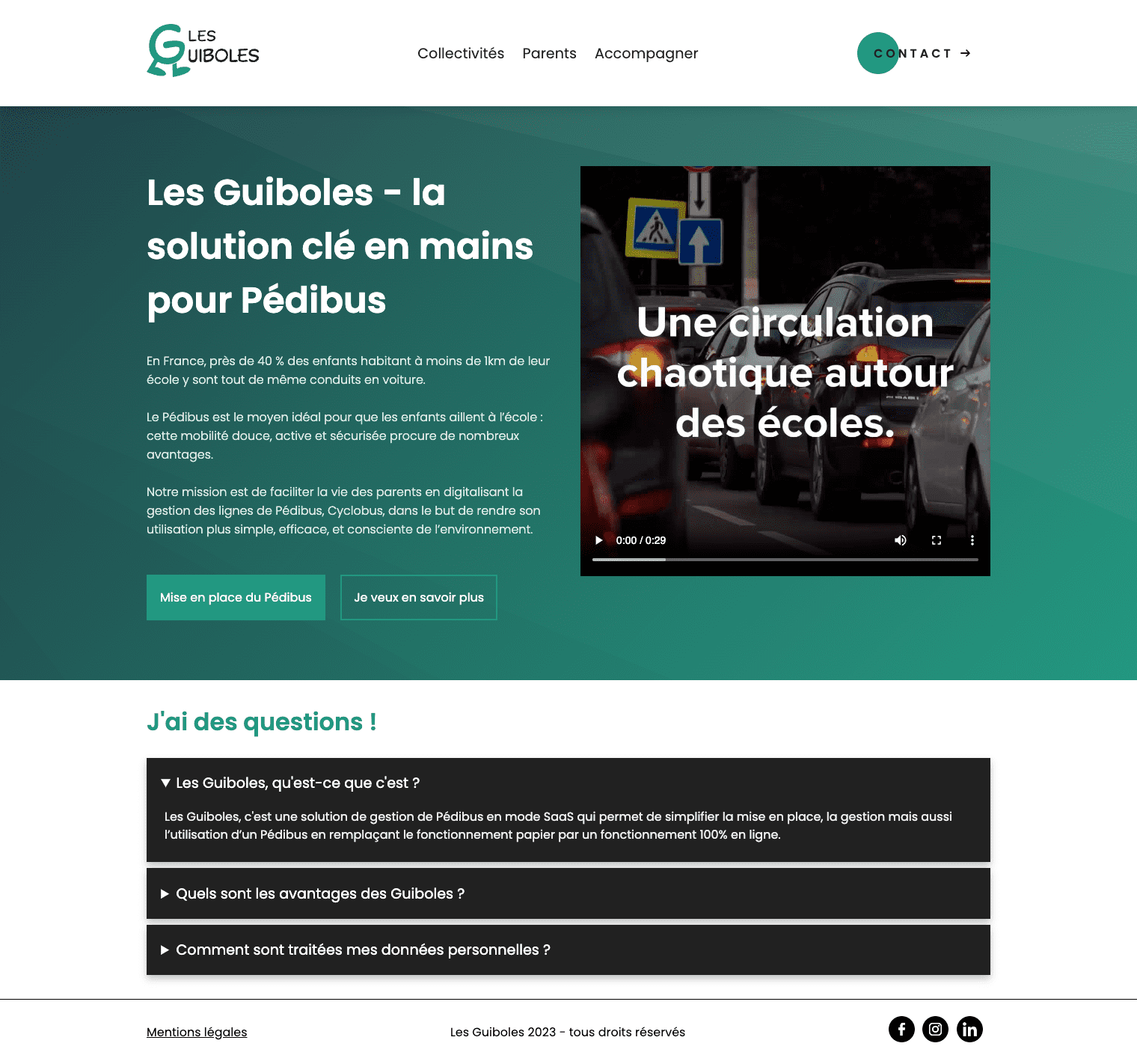 Homepage site vitrine d'une solution SaaS